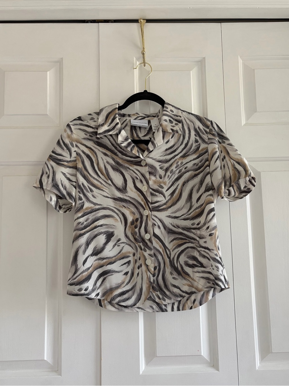 Alfred Dunner Y2K Petite Zebra Print Button Front Blouse Top - 6P